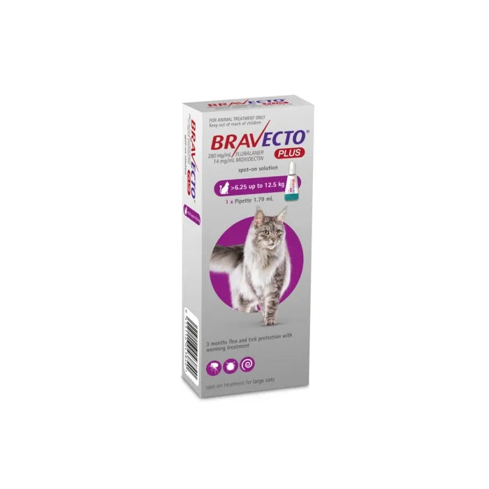 Bravecto PLUS Large Cat 280mg ml 1x1.79ml Go Raw Pet Products