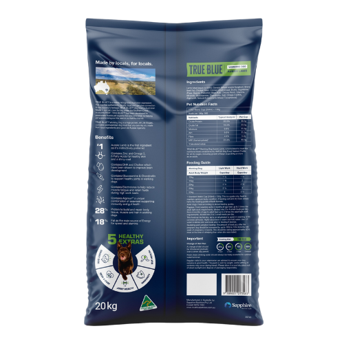 True Blue Working Dog Lamb 20kg Details - Go Raw Pet Food NZ