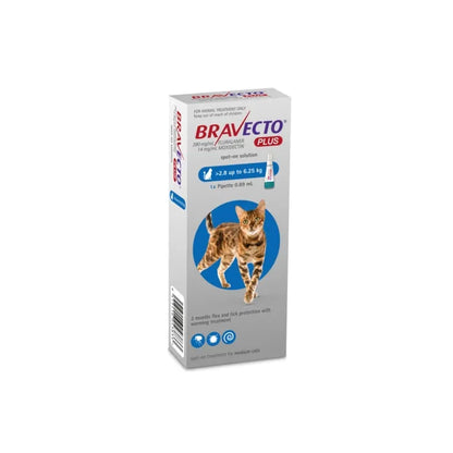 Bravecto PLUS Med Cat 2.8 6.25kg Go Raw Pet Products